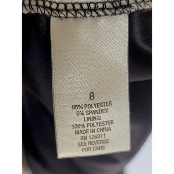 Classic DressBarn Colorblock Black Tan White Sheath Midi Dress Women's Size 8 - Picture 6 of 8